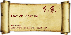 Imrich Zerind névjegykártya